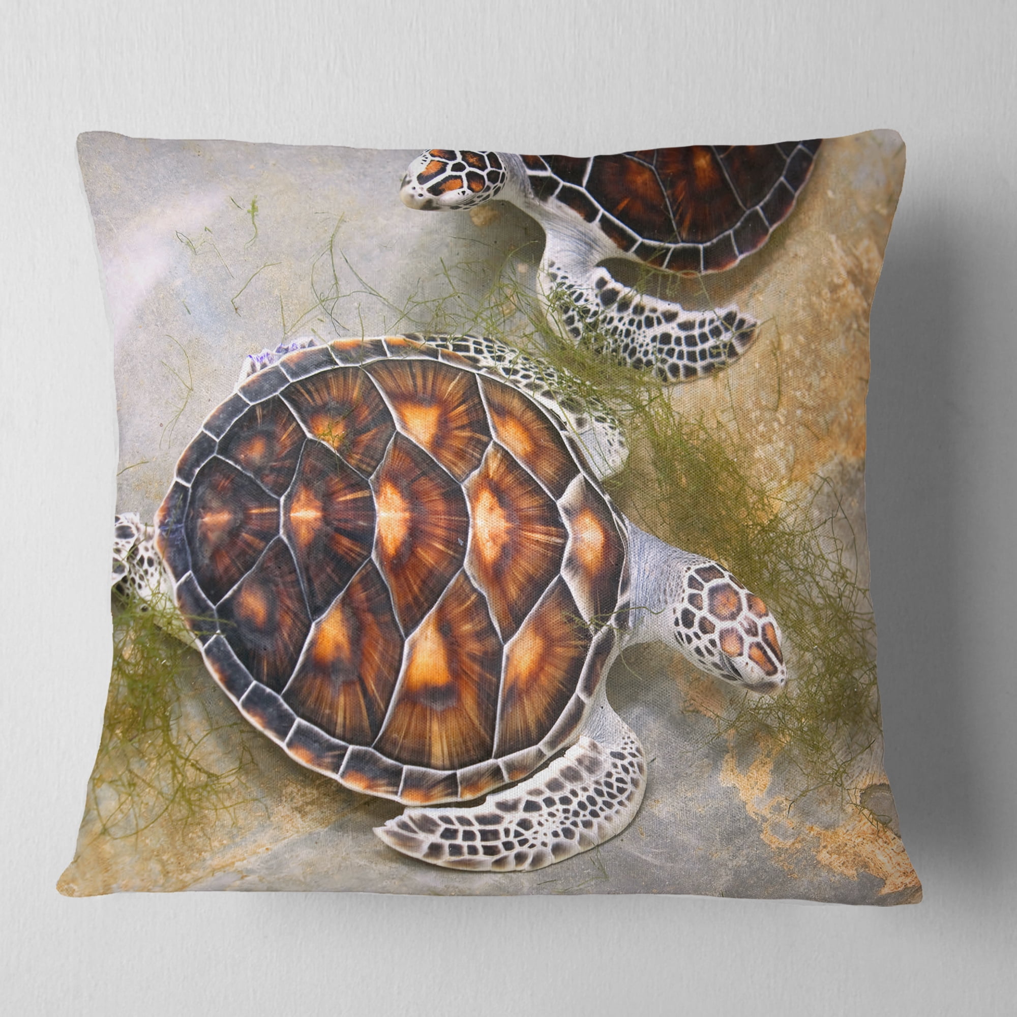Designart Sea Turtles in Nursery - Animal Throw Pillow - 18x18