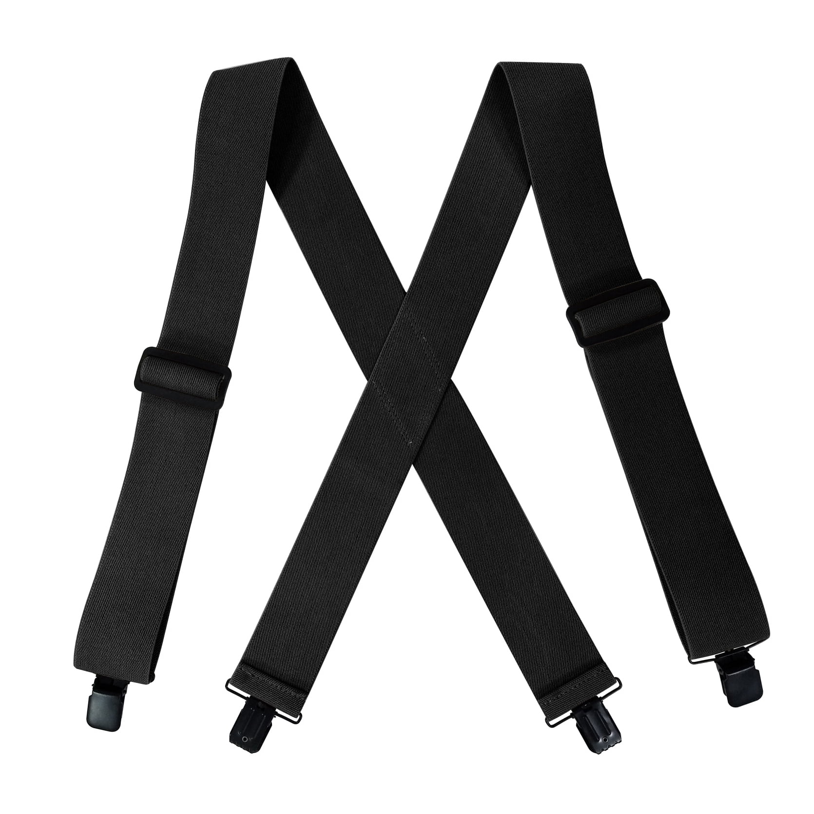 Mens Suspenders For Jeans 2 Inches Wide X Back Heavy Duty Black