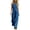Blue, variant on Women's Linen Jumpsuit, V-Neck Front Clasp Sleeveless, Breathable One-Piece Pants For Spring & Summer Vacation White XL