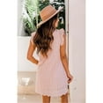 thumbnail image 4 of Oversized Women's V-Neck California Romper Dress, Summer Short Sleeve, Ruffle Detail with Pockets, Solid Color, 4 of 6