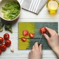 thumbnail image 3 of Yellow Cutting Board, Wooden Board Paint Splashes Brush Stroke Grunge Design Elements, Decorative Tempered Glass Cutting and Serving Board, Small Size, Yellow Grey, by Ambesonne, 3 of 5