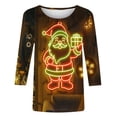 thumbnail image 5 of 3/4 Length Sleeve Womens Christmas Tops Casual Loose Fit Crewneck T Shirts Cute Xmas Santa Claus Graphic Tees, 5 of 5