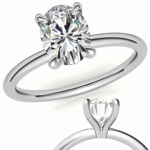 Auory Radiant and Elegant Solitaire White Gold Plated Ring for Women