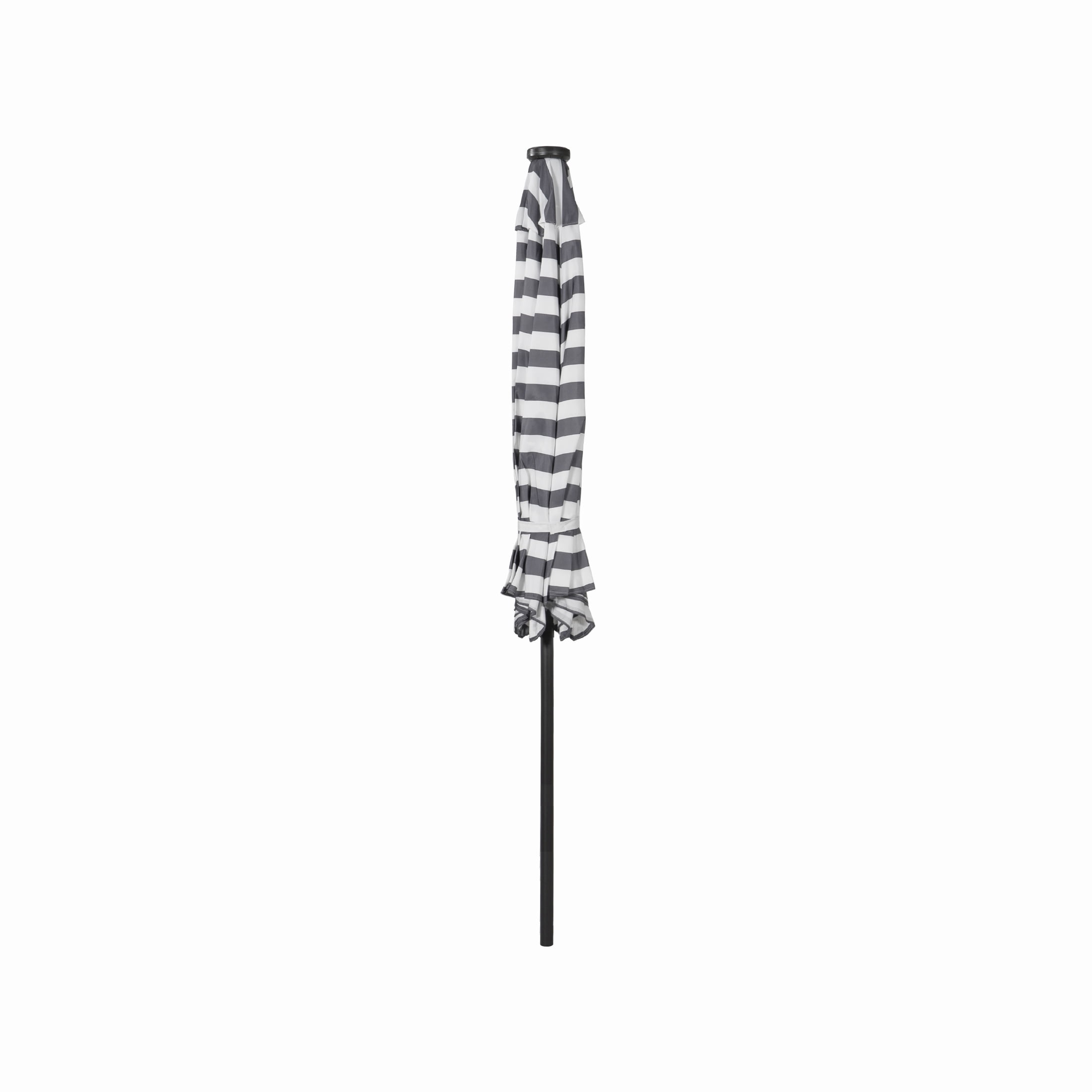 Westin Outdoor 9 Ft SOLAR LED Patio Umbrella with Tilt & Crank for Backyard Garden UV Weather Resistant, Gray/White Stripe