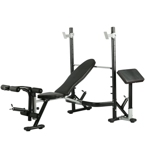 PRCTZ Adjustable Weight Bench with Olympic Squat Rack, Arm and Leg