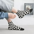 thumbnail image 2 of Rateoe Black and White Checkerboard Pattern Quarter Crew Socks,Toe Seamed Ankle Socks,Cotton Cushioned Breathable Athletic Crew Sports Socks, 2 of 7