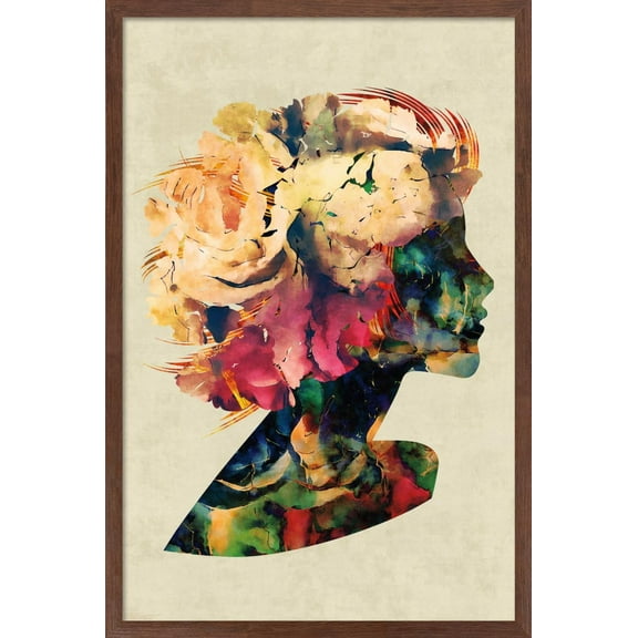 Floral Portrait of Woman Poster