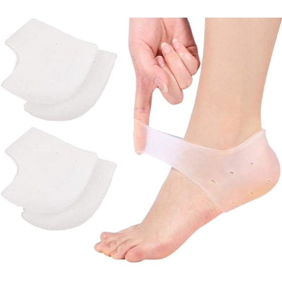 Gixusil Heel Protectors(2 Pairs) Breathable Silicone Gel Heel Cups Silicone Foot Protector Heel Pads Cushion Heal Dry Cracked Heels Achilles Tendinitis, for Men & Women - Universal Size