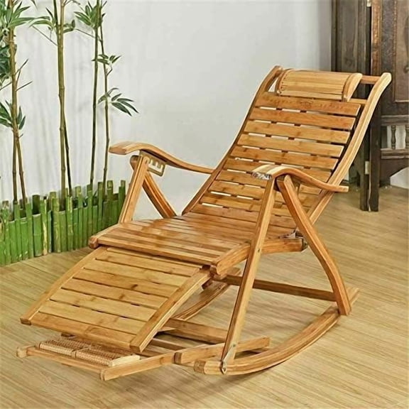 Bamboo Rocking Chairs Sun Lounger Recliners Outdoor Brown Classic Wood Reclining$$Garden & Patio