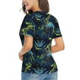 Qekee Cartoon Dinosaur for Women's V Neck T Shirts Half Sleeve Tops