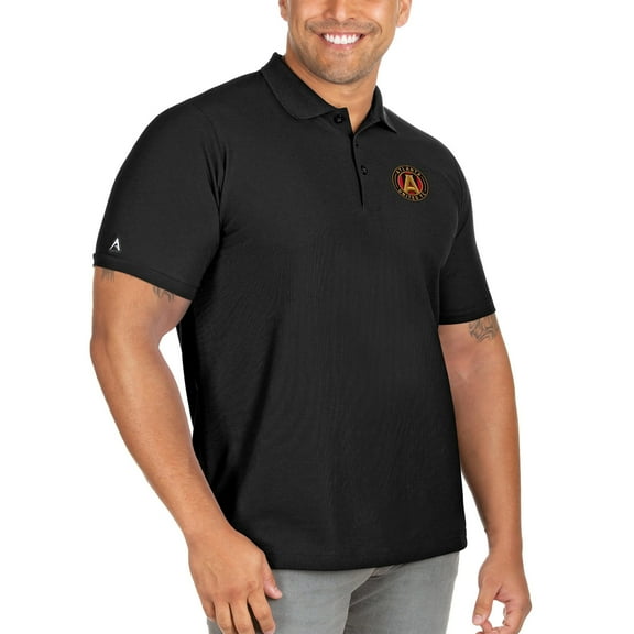 Men's Antigua Black Atlanta United FC Big & Tall Legacy Pique Polo