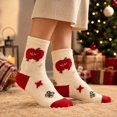 thumbnail image 3 of Women's Christmas Fuzzy Socks with Apple Character and Gifts, Cozy Feather Yarn Crew Socks, White Red Holiday Socks for Christmas Stocking Stuffers, Gag Gifts and Fun Holiday Gifts, 3 of 4