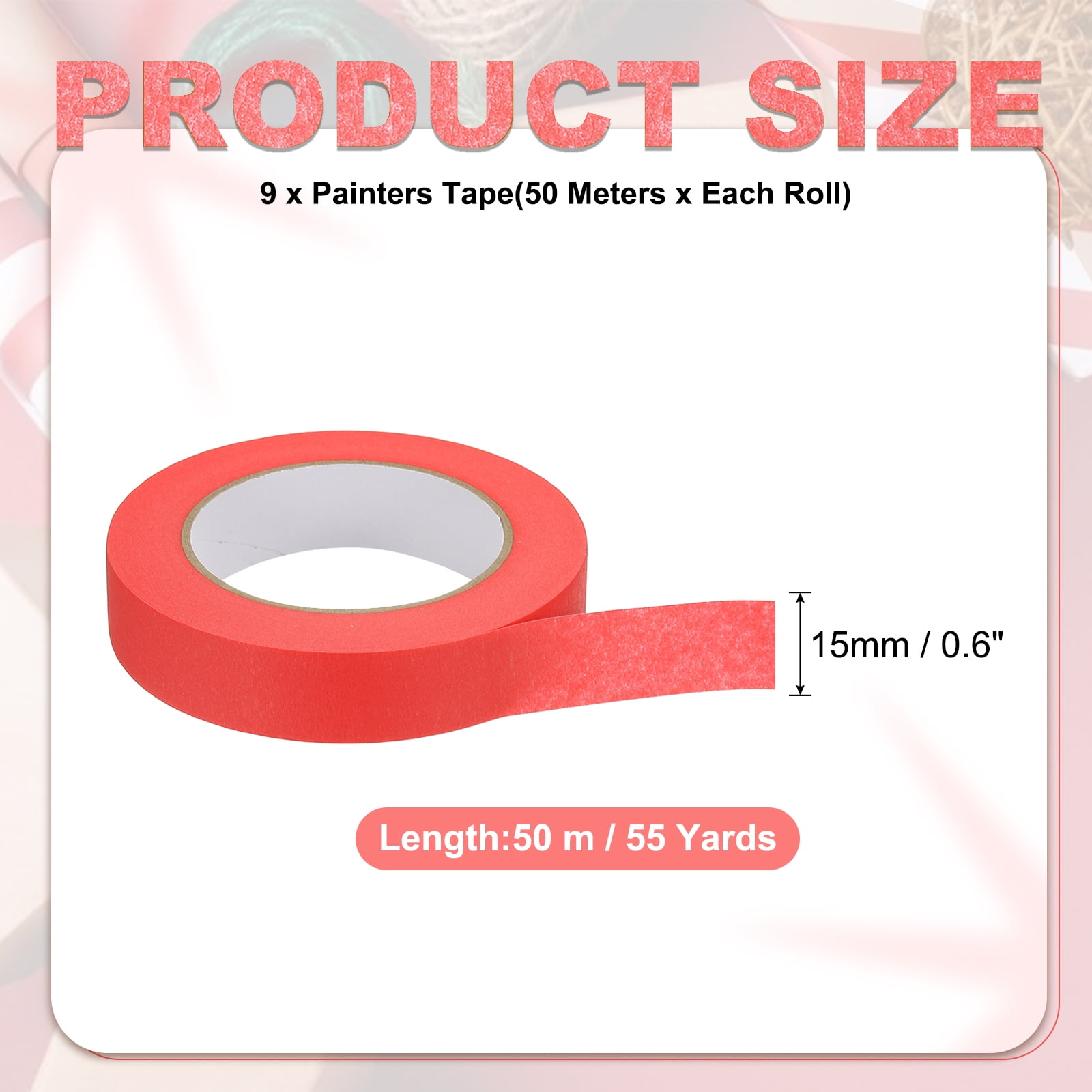 1 Inch x 495 Yards Painters Tape, Adhesive Masking Tape Paint Tapes for Wall Painting DIY Artist Craft Arts Decoration Labeling, Red
