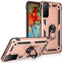 CoverON For Samsung Galaxy S21 FE Ring Case, Kickstand Rugged Phone Cover Magnetic Car Mount Compatible - Rose Gold Pink