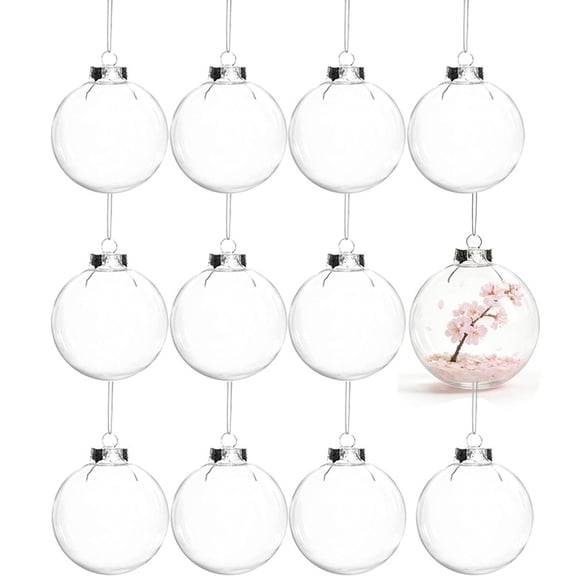 Clear Fillable Plastic Spring Easter Ornaments, 12 Pack 3.15" Transparent Hanging Balls for DIY Decor, Easter Egg Decor, Holiday Parties, Gifts, Weddings