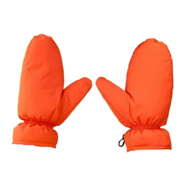 funtasica Down Mittens Duck Down Windproof Cold Weather Gloves for Jogging Walking Ski Orange