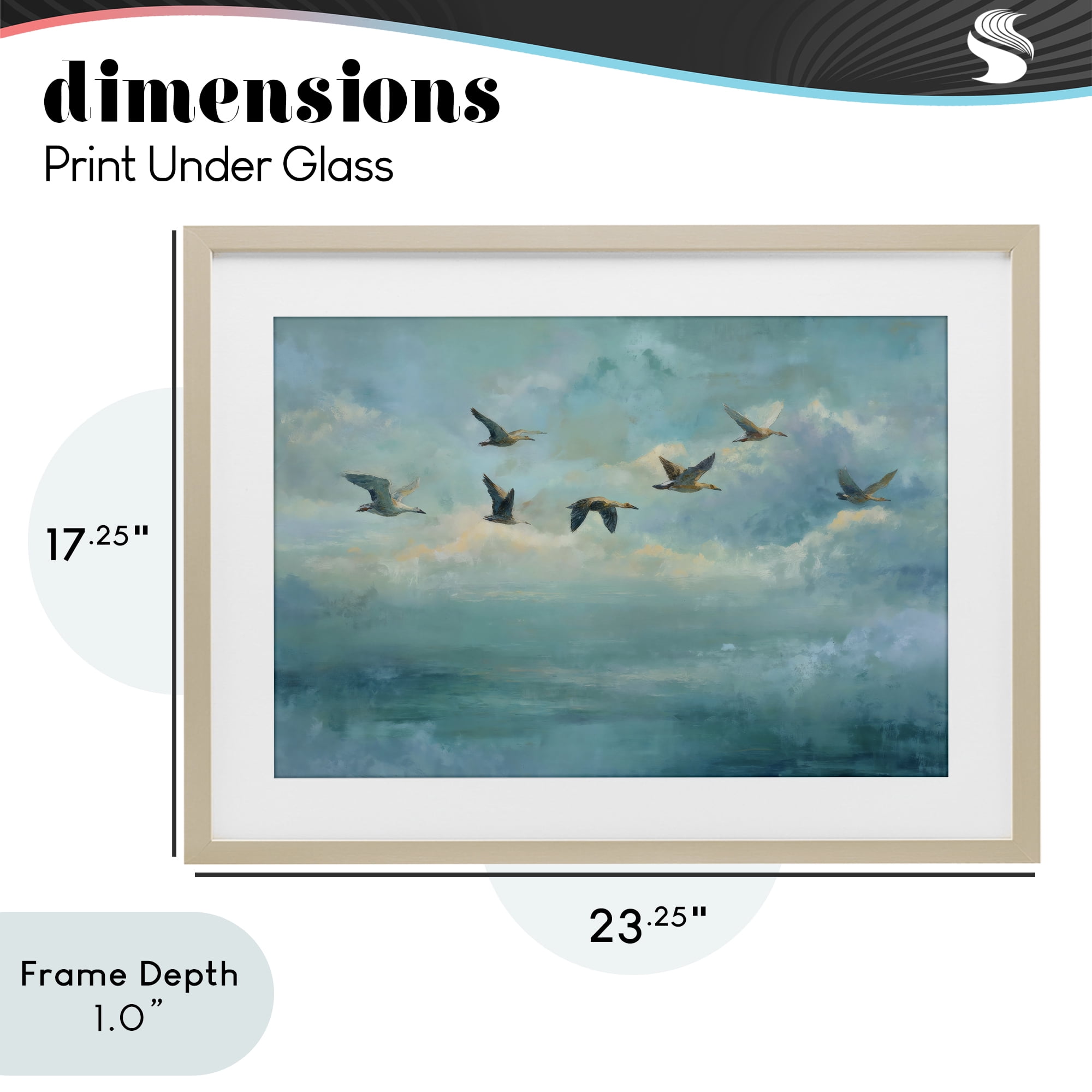 Stupell Industries Blue Skies Geese Birch Framed Print Under Glass, design by Petal Prints Design