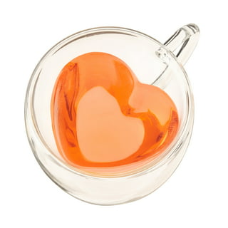 Heart Shaped Cup - Double Walled Insulated Glass Coffee Mug or Tea Cup - Double  Wall Glass 5.3oz (150ml) - Clear - Unique & Insulated with Handle 