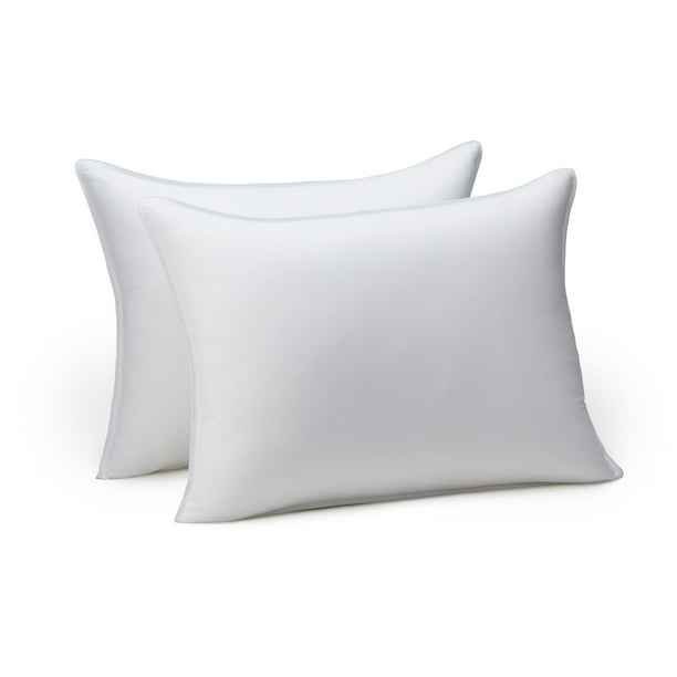 Almohada alternativa de plumón para dormir de espalda, densidad media, tamaño estándar, 66 x 51 cm, paquete de 2, color blanco