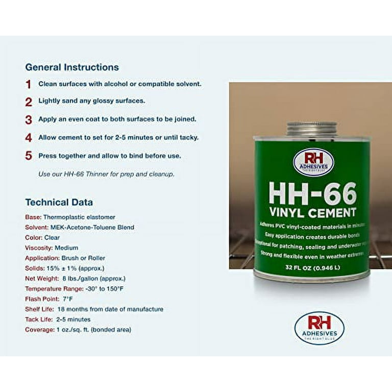 RH Products Vinyl Glue Adhesive HH-66 4oz Safety Cover Patch