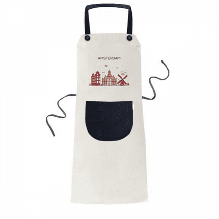 

Amsterdam Flat Landmark Apron Adjustable Bib Cotton Linen BBQ Kitchen Pocket Pinafore