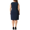thumbnail image 4 of DARING DIVA Plus Size Sleeveless Straight Pencil Sheath Dresses 1X Navy Blue, 4 of 6