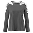 thumbnail image 4 of GaThRRgYP Going Out Tops for Women,Plus Size Tops for Women Short Sleeve Crewneck Shirts,Women's Fall Casual Long Sleeve Blouse Round Neck Lace Tops T-Shirt Dark Gray XXL, 4 of 5