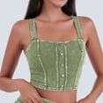 thumbnail image 2 of vigerkar Womens Denim Stretchy Vest Square Neck Sleeveless Tight Causal Basic Jean Tank Tops Summer Trendy (Green, L), 2 of 7