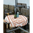 thumbnail image 2 of Outdoor Tablecloth with Umbrella Hole and Zipper Orange Boho Round Outdoor Tablecloths 60 Inch Waterproof Table Cloths Bohemian Style Patio Table Cloth Cover for Outdoor Tables Picnic Garden, 2 of 6