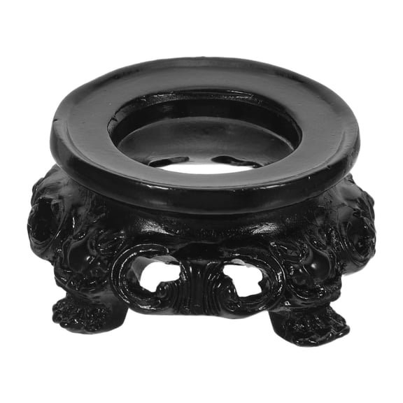 TABLZONE Black Resin Wood Carved Decorative Crystal Stand Pedestal