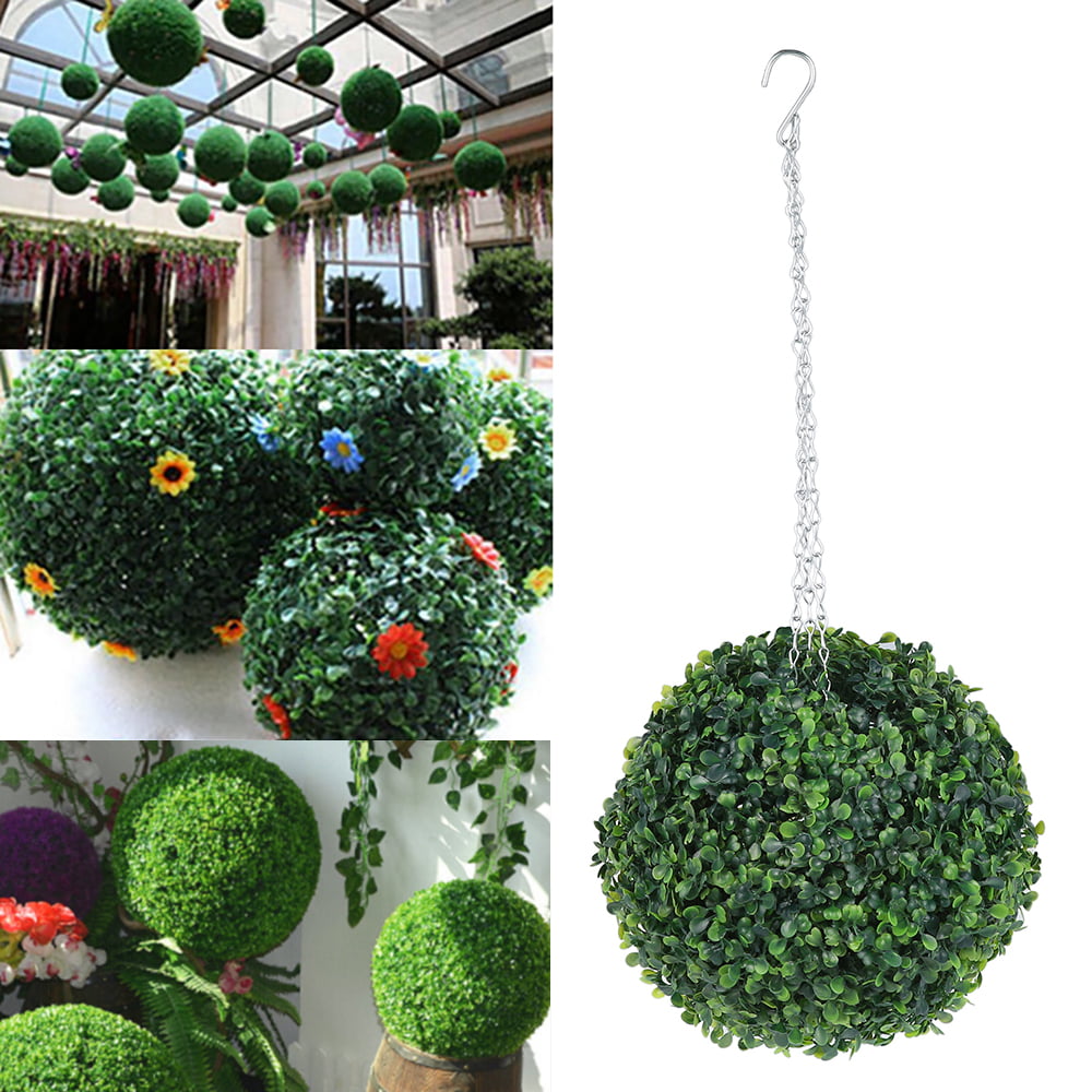 2 Artificial Green Topiary Balls Buxus Leaf Garden Hanging Grass Wedding Outdoor 