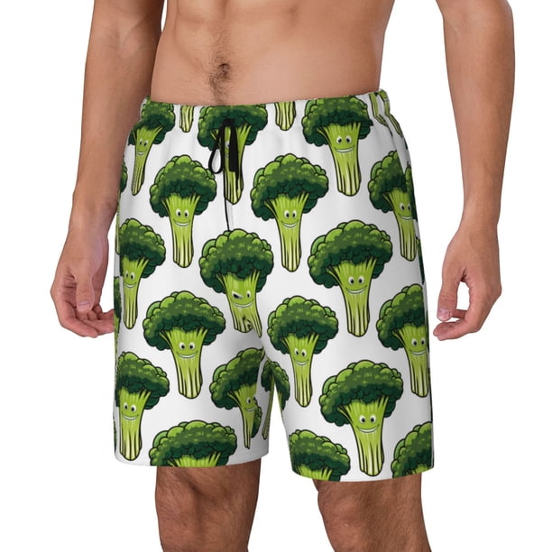 Fotbe Cute Broccoli Traje de Baño para Hombre – Shorts de Natación de Secado Rápido con Forro y Bolsillos-XX-Large