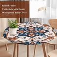 thumbnail image 3 of Boho Aztec Round Tablecloth 45-54 Inch Round Fitted Table Cloth with Elastic Edge, Ethnic Southwest Bohemia Abstract Pattern Waterproof Table Cover Protector for Outdoor Picnic Party Dining, 3 of 6