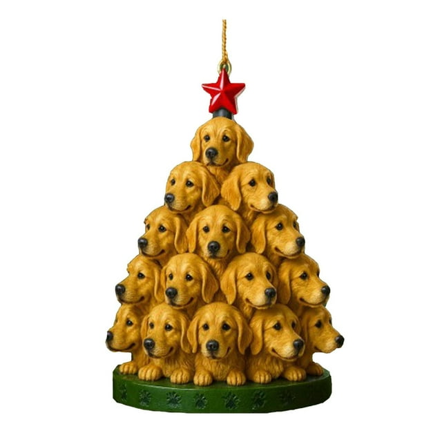 Adorno Navideño Acrílico de Perro | Colgante Festivo | Ligero y Resistente | Regalo Perfecto para Amantes de Los Perros | 1 Colgante