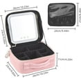 thumbnail image 2 of Riwcyla Travel Makeup Train Case with Mirror LED Light Adjustable Brightness Large Capacity Cosmetic Bag Organizer Portable Storage Adjustable Dividers for Cosmetics Makeup Brushes Toiletry Jewelry, 2 of 6