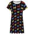 thumbnail image 3 of Balloon Dogs, Black Background Dress Summer Street Style Dresses Female Short Sleeve Printed Sundress, 3 of 7