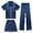 Z02_Dark Blue, variant on HNMKIU Unisex Satin Pajamas Set Boys Girls Short Sleeve Long Pants 2 Piece Sleepwear Clothing Set for Kids Nightwear Blue,2-3 Years