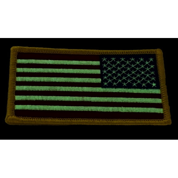 US Flag Reverse Patch Glow in the Dark – Hook and Loop, 2" X 3.5"