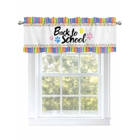 Colorful Pencil Valances for Windows Rod Pocket Kitchen Valance Curtains - Soft & Washable Small Window Treatment for Living Room Bathroom Dog Paws 54x18inch