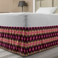 thumbnail image 1 of Ikat Bed Skirt, Bohemian Style Sketchy Diamond Motifs Vintage Gypsy Fashion Indonesian Traditional, Elastic Bedskirt Dust Ruffle Wrap Around for Bedding Decor, 4 Sizes, Multicolor, by Ambesonne, 1 of 2