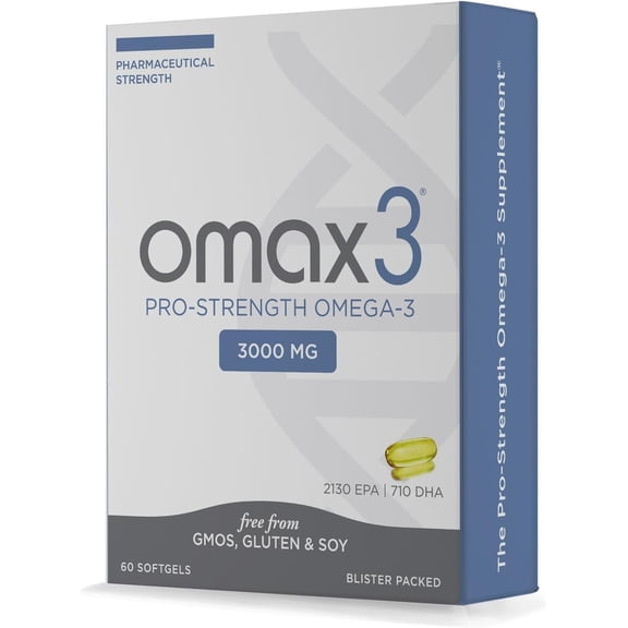 Omax3 Professional Ultra-Pure Omega-3 Fish Oil Concentrate, 1000 mg, Maximum Joint & Muscle Support, 60 Count
