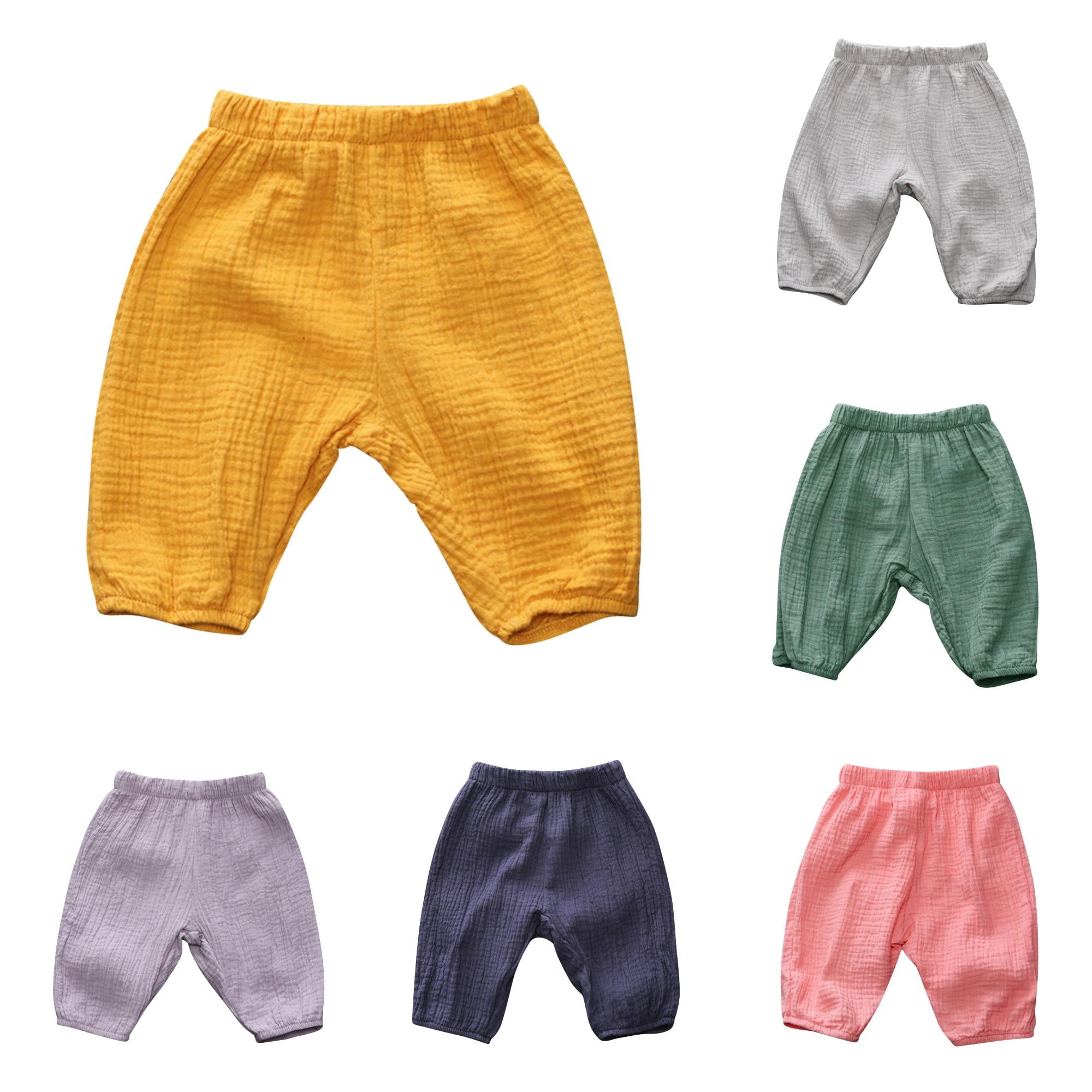 WDDDD Toddler Kids Baby Boy Girl Elastic Basic Harem Long Pants Casual Joggers Yellow 18-24 Months