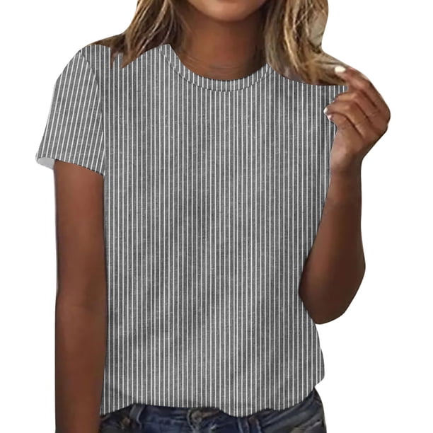 Blusas para las Mujeres Casual Impreso Cuello Redondo Suéter Manga Corta Blusa, Ligero Casual Top