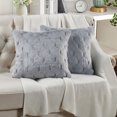 thumbnail image 3 of Home Soft Things Serenta Jacquard Rabbit Faux Fur Throw Pillow Covers 2 Piece Set, 20" x 20", Silver Grey, 3 of 6