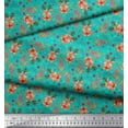thumbnail image 2 of Soimoi Green Cotton Duck Fabric Christmas Theme Party Decor Fabric Printed Yard 42 Inch Wide, 2 of 3
