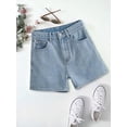 thumbnail image 5 of EMMIOL Women's High-Mid Waisted Stretchy Denim Shorts Basic Wash Solid Casual Boyfriend Y2K Jorts for Summer, 5 of 6