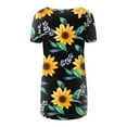 thumbnail image 5 of GceSteap Summer Short Sleeve Tunic Long Tops for Women Trendy Plus Size Flowy Shirts Casual Sexy V Neck Smocked Sunflower Print Blouse Dark Green L, 5 of 5