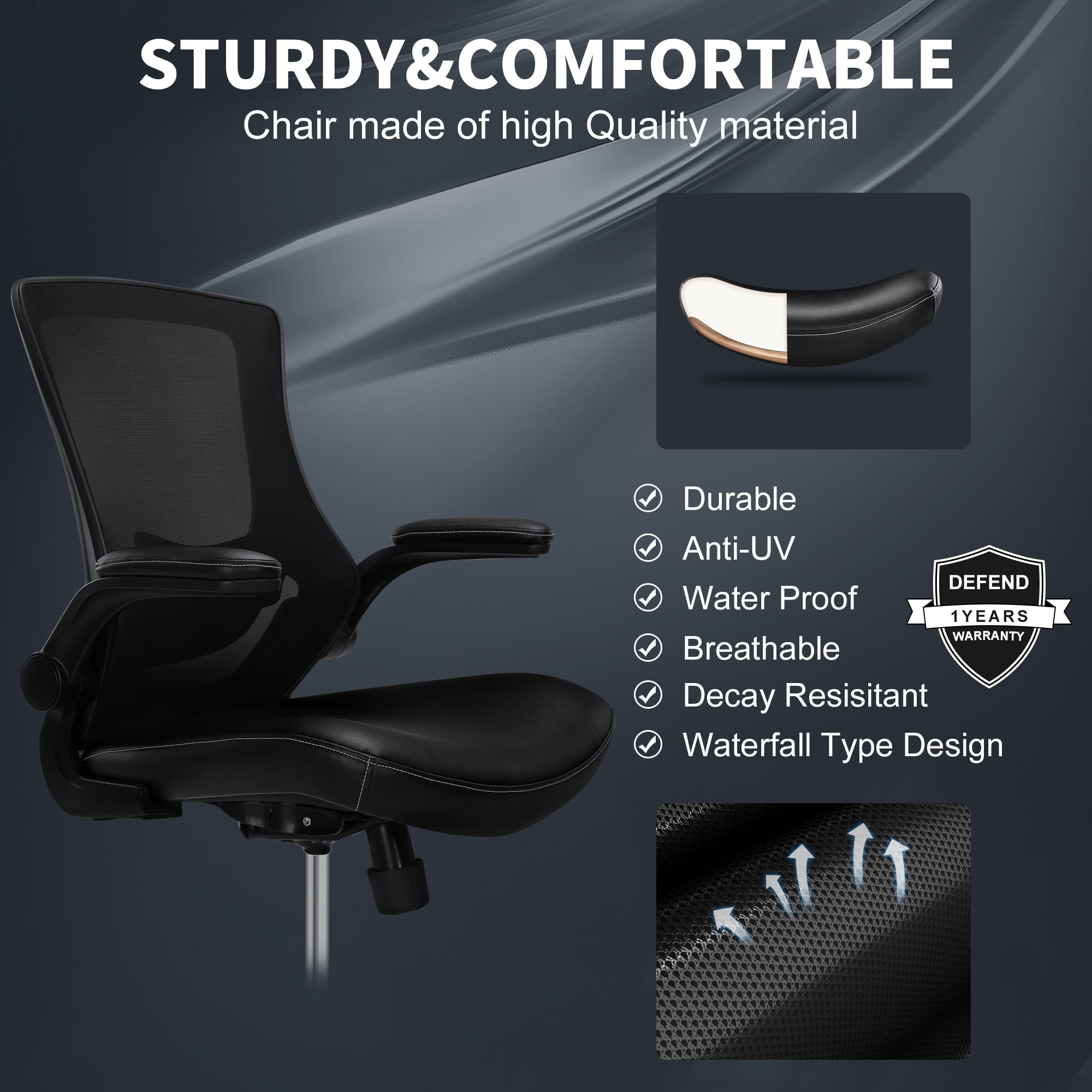 Misolant Tall Office Chair for Standing Desk, Drafting Chair with Foot Ring, PU Leather Recline High Office Tall Desk Chair with Adjustable Lumbar Support