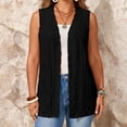 thumbnail image 2 of CIENVNSTG Women's Sweater Vest Plus Size Sleeveless Lightweight Open Front Knit Cardigan Casual Loose Sweaters with Pockets Black S, 2 of 6