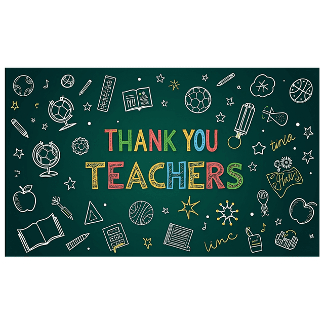 Chalkboard Design Thank You Teachers Banner Colorful School Decorations Classroom Party Event for Teacher Appreciation Celebration